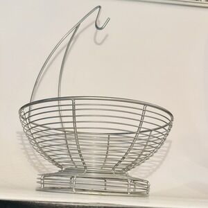 Threshold Fruit Basket w Banana Hook Silver Color Wire 18" Tall